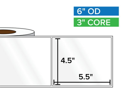 Rectangular Labels, High Gloss White Paper | 4.5 x 5.5 inches | 3 in. core, 6 in. outside diameter-Afinia Label Store