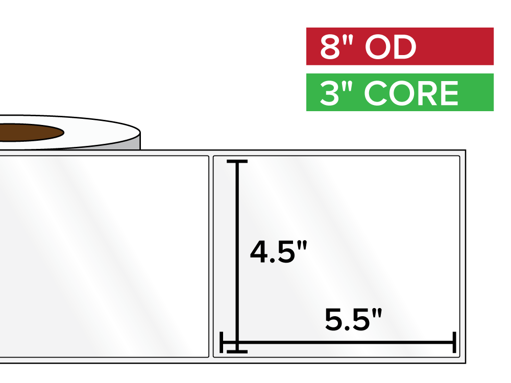 Rectangular Labels, High Gloss White Paper | 4.5 x 5.5 inches | 3 in. core, 8 in. outside diameter-Afinia Label Store