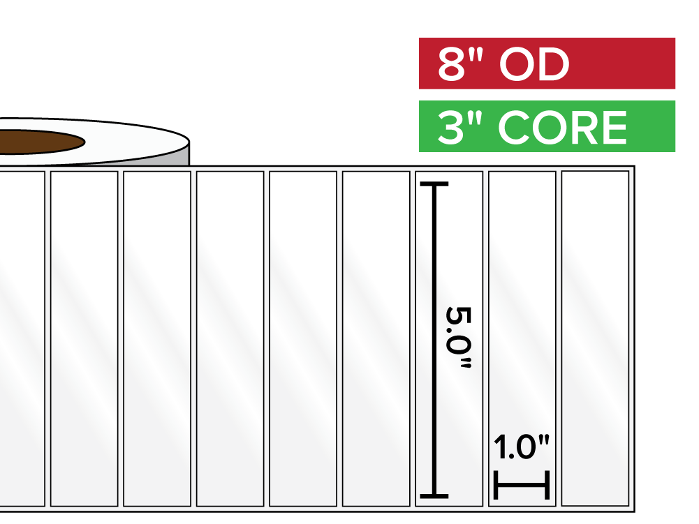 Rectangular Labels, High Gloss White Paper | 5 x 1 inches | 3 in. core, 8 in. outside diameter-Afinia Label Store