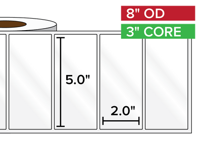 Rectangular Labels, High Gloss White Paper | 5 x 2 inches | 3 in. core, 8 in. outside diameter-Afinia Label Store