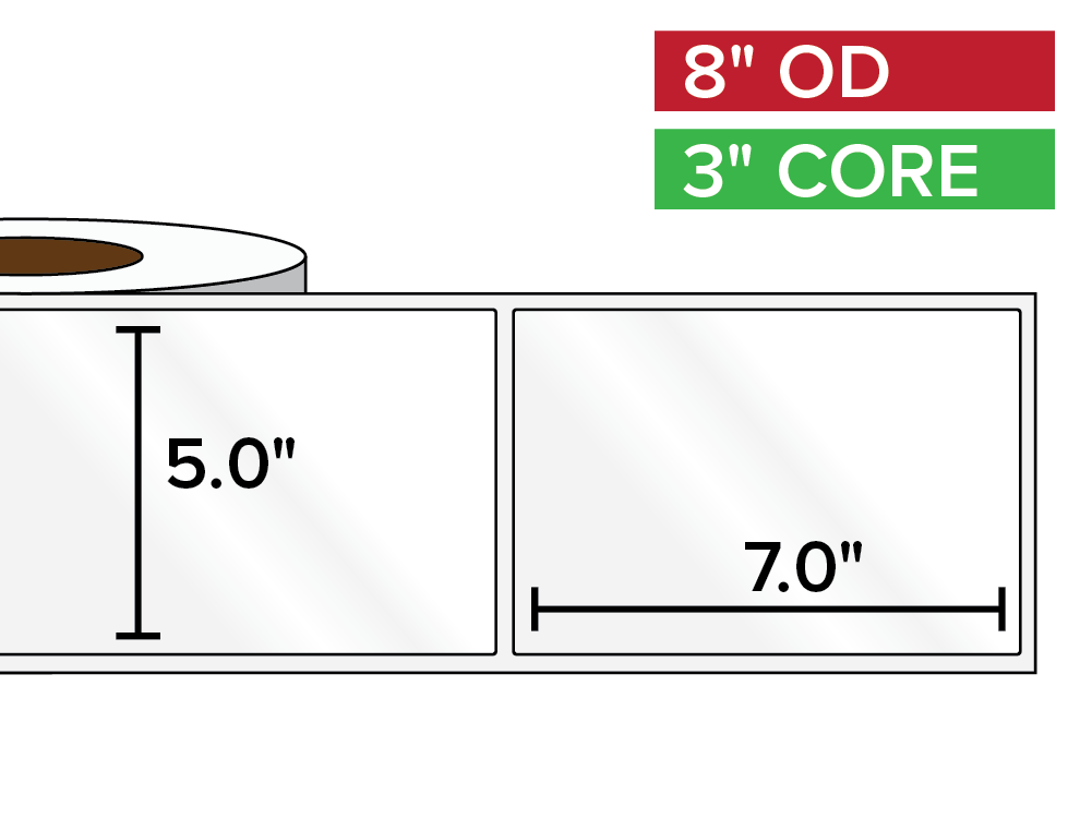 Rectangular Labels, High Gloss White Paper | 5 x 7 inches | 3 in. core, 8 in. outside diameter-Afinia Label Store