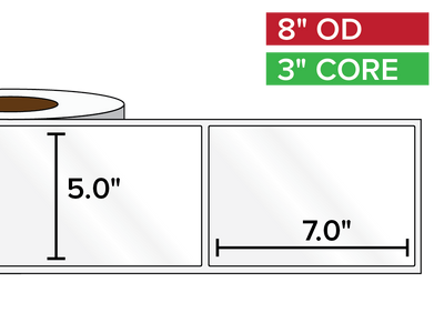 Rectangular Labels, High Gloss White Paper | 5 x 7 inches | 3 in. core, 8 in. outside diameter-Afinia Label Store