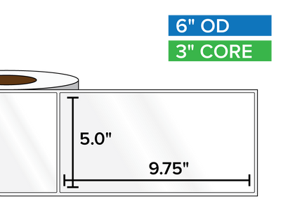 Rectangular Labels, High Gloss White Paper | 5 x 9.75 inches | 3 in. core, 6 in. outside diameter-Afinia Label Store