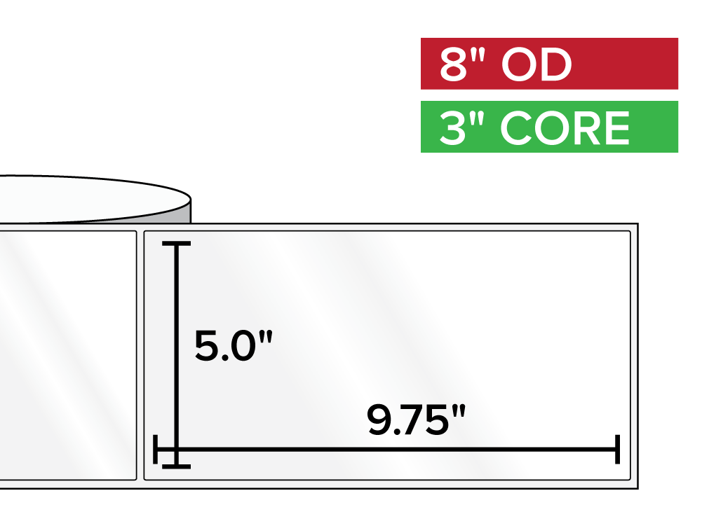 Rectangular Labels, High Gloss White Paper | 5 x 9.75 inches | 3 in. core, 8 in. outside diameter-Afinia Label Store