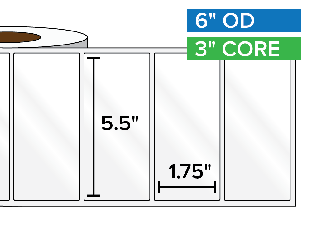 Rectangular Labels, High Gloss White Paper | 5.5 x 1.75 inches | 3 in. core, 6 in. outside diameter-Afinia Label Store