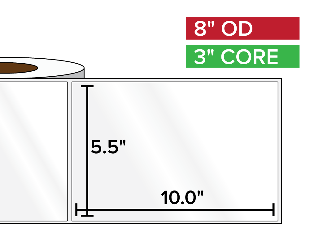 Rectangular Labels, High Gloss White Paper | 5.5 x 10 inches | 3 in. core, 8 in. outside diameter-Afinia Label Store