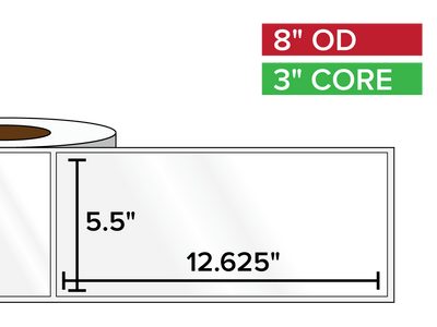 Rectangular Labels, High Gloss White Paper | 5.5 x 12.625 inches | 3 in. core, 8 in. outside diameter-Afinia Label Store