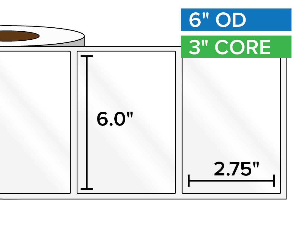 Rectangular Labels, High Gloss White Paper | 6 x 2.75 inches | 3 in. core, 6 in. outside diameter-Afinia Label Store