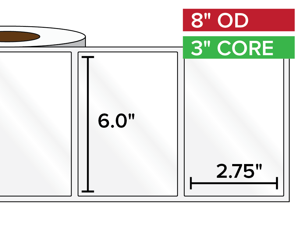 Rectangular Labels, High Gloss White Paper | 6 x 2.75 inches | 3 in. core, 8 in. outside diameter-Afinia Label Store