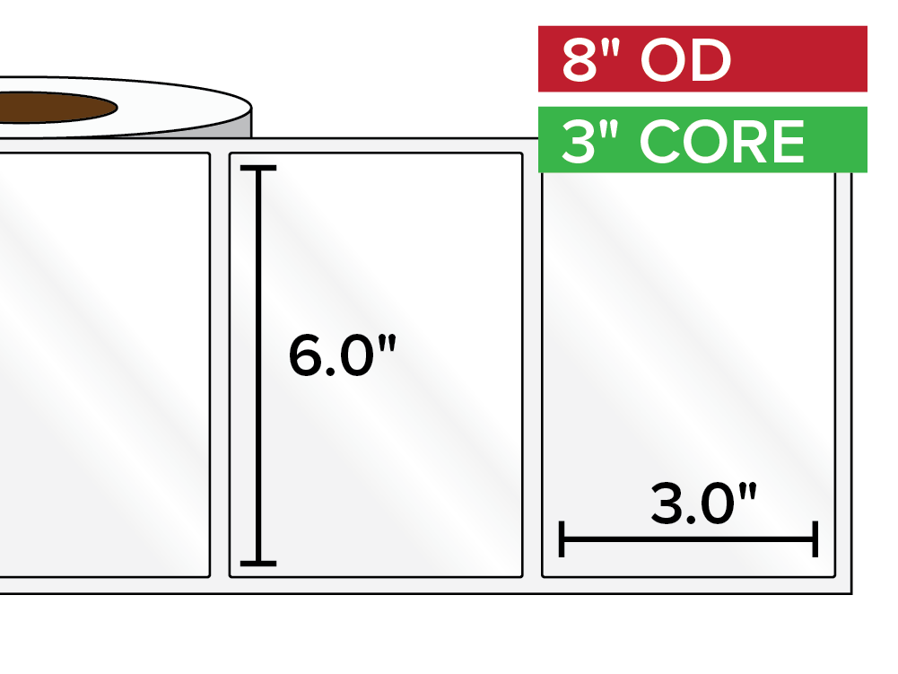 Rectangular Labels, High Gloss White Paper | 6 x 3 inches | 3 in. core, 8 in. outside diameter-Afinia Label Store