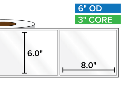 Rectangular Labels, High Gloss White Paper | 6 x 8 inches | 3 in. core, 6 in. outside diameter-Afinia Label Store