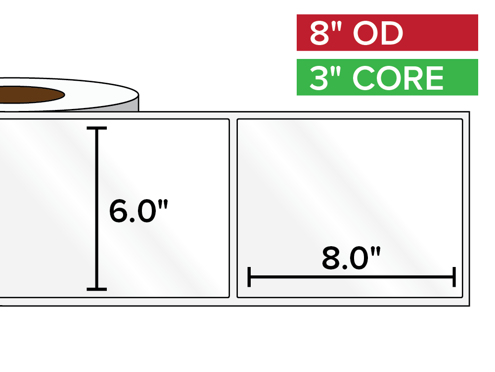 Rectangular Labels, High Gloss White Paper | 6 x 8 inches | 3 in. core, 8 in. outside diameter-Afinia Label Store