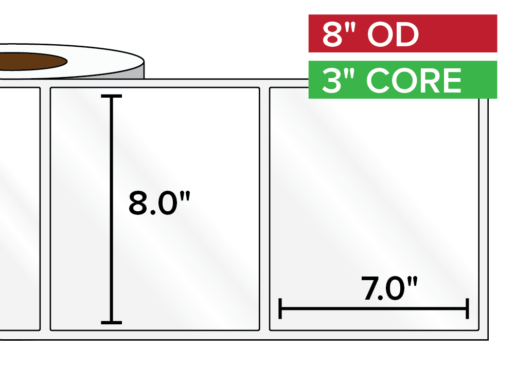 Rectangular Labels, High Gloss White Paper | 8 x 7 inches | 3 in. core, 8 in. outside diameter-Afinia Label Store