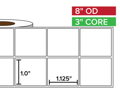 Rectangular Labels, Matte BOPP (poly) | 1 x 1.125 inches, 2-UP | 3 in. core, 8 in. outside diameter-Afinia Label Store