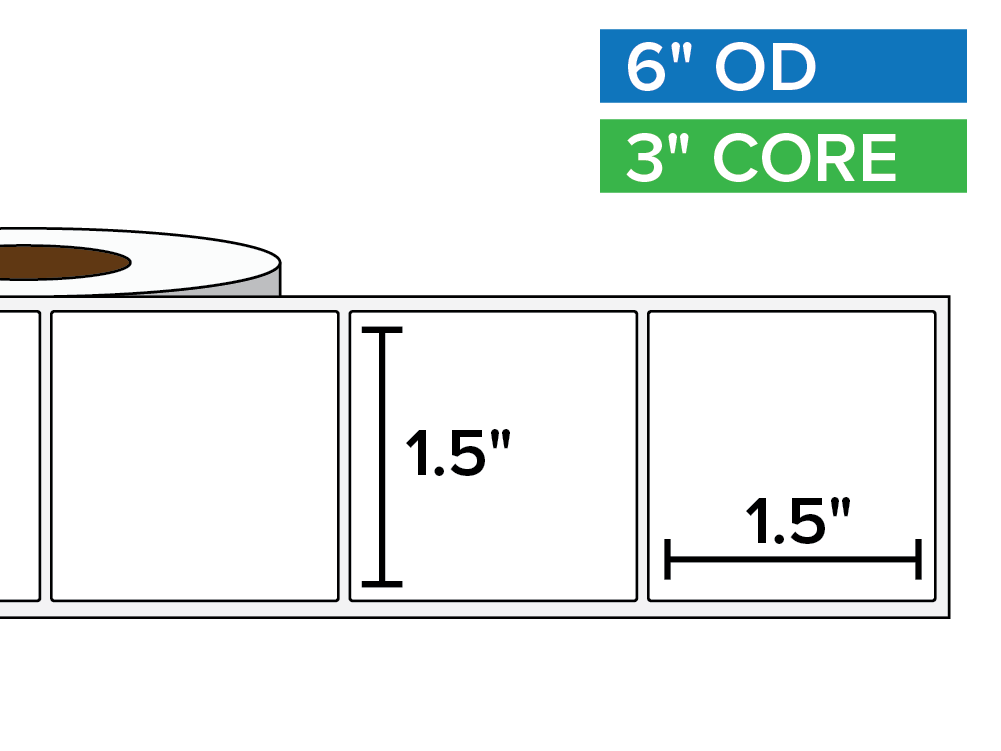 Rectangular Labels, Matte BOPP (poly) | 1.5 x 1.5 inches | 3 in. core, 6 in. outside diameter-Afinia Label Store