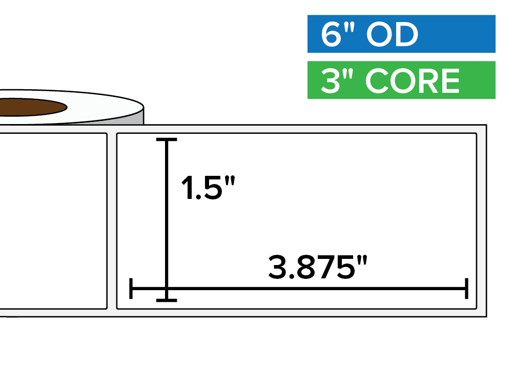 Rectangular Labels, Matte BOPP (poly) | 1.5 x 3.875 inches | 3 in. core, 6 in. outside diameter-Afinia Label Store