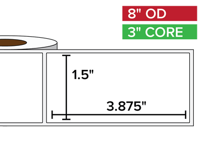 Rectangular Labels, Matte BOPP (poly) | 1.5 x 3.875 inches | 3 in. core, 8 in. outside diameter-Afinia Label Store