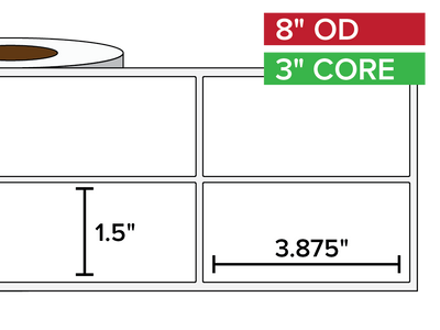 Rectangular Labels, Matte BOPP (poly) | 1.5 x 3.875 inches, 2-UP | 3 in. core, 8 in. outside diameter-Afinia Label Store