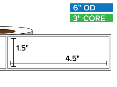 Rectangular Labels, Matte BOPP (poly) | 1.5 x 4.5 inches | 3 in. core, 6 in. outside diameter-Afinia Label Store