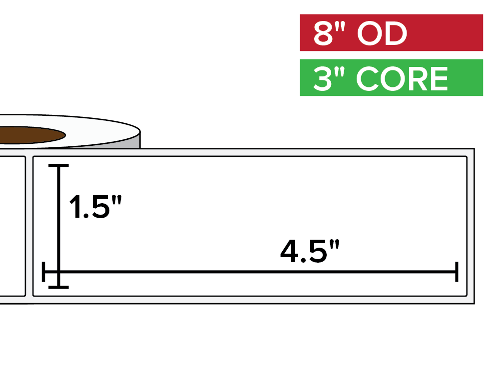 Rectangular Labels, Matte BOPP (poly) | 1.5 x 4.5 inches | 3 in. core, 8 in. outside diameter-Afinia Label Store