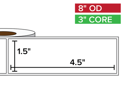 Rectangular Labels, Matte BOPP (poly) | 1.5 x 4.5 inches | 3 in. core, 8 in. outside diameter-Afinia Label Store