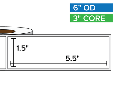 Rectangular Labels, Matte BOPP (poly) | 1.5 x 5.5 inches | 3 in. core, 6 in. outside diameter-Afinia Label Store