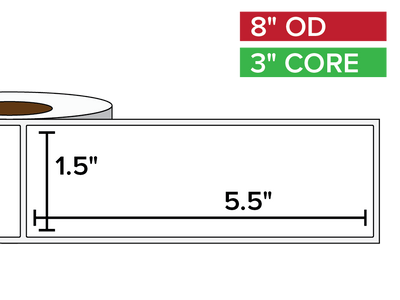 Rectangular Labels, Matte BOPP (poly) | 1.5 x 5.5 inches | 3 in. core, 8 in. outside diameter-Afinia Label Store