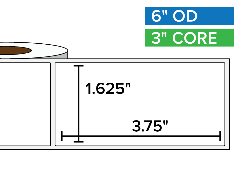 Rectangular Labels, Matte BOPP (poly) | 1.625 x 3.75 inches | 3 in. core, 6 in. outside diameter-Afinia Label Store