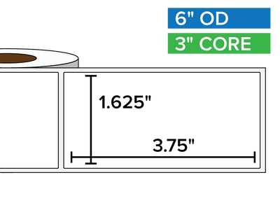 Rectangular Labels, Matte BOPP (poly) | 1.625 x 3.75 inches | 3 in. core, 6 in. outside diameter-Afinia Label Store