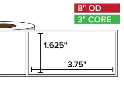 Rectangular Labels, Matte BOPP (poly) | 1.625 x 3.75 inches | 3 in. core, 8 in. outside diameter-Afinia Label Store