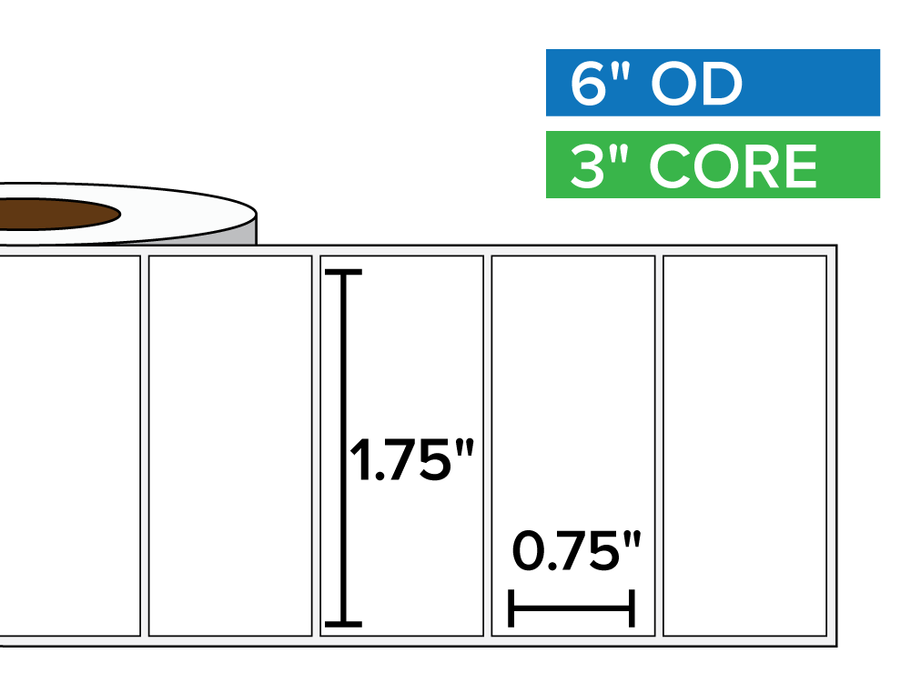 Rectangular Labels, Matte BOPP (poly) | 1.75 x 0.75 inches | 3 in. core, 6 in. outside diameter-Afinia Label Store