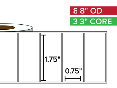 Rectangular Labels, Matte BOPP (poly) | 1.75 x 0.75 inches | 3 in. core, 8 in. outside diameter-Afinia Label Store