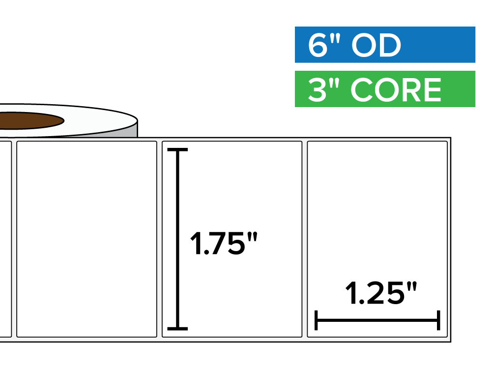 Rectangular Labels, Matte BOPP (poly) | 1.75 x 1.25 inches | 3 in. core, 6 in. outside diameter-Afinia Label Store