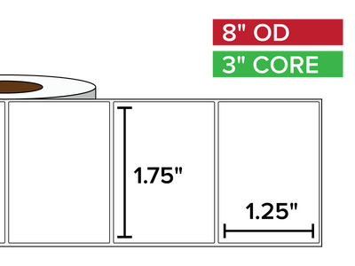 Rectangular Labels, Matte BOPP (poly) | 1.75 x 1.25 inches | 3 in. core, 8 in. outside diameter-Afinia Label Store