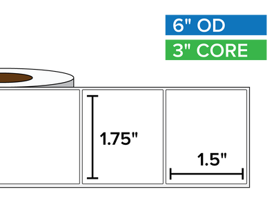 Rectangular Labels, Matte BOPP (poly) | 1.75 x 1.5 inches | 3 in. core, 6 in. outside diameter-Afinia Label Store