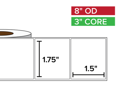 Rectangular Labels, Matte BOPP (poly) | 1.75 x 1.5 inches | 3 in. core, 8 in. outside diameter-Afinia Label Store