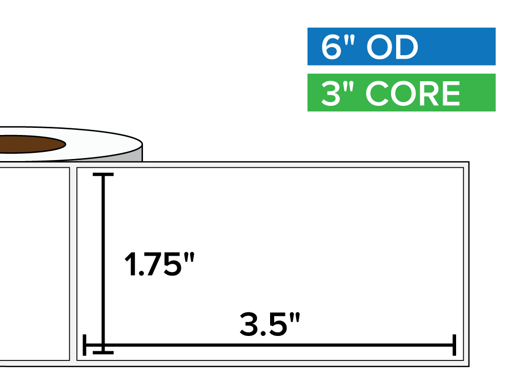 Rectangular Labels, Matte BOPP (poly) | 1.75 x 3.5 inches | 3 in. core, 6 in. outside diameter-Afinia Label Store