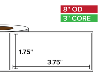 Rectangular Labels, Matte BOPP (poly) | 1.75 x 3.75 inches | 3 in. core, 8 in. outside diameter-Afinia Label Store