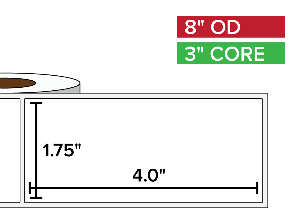 Rectangular Labels, Matte BOPP (poly) | 1.75 x 4 inches | 3 in. core, 8 in. outside diameter-Afinia Label Store