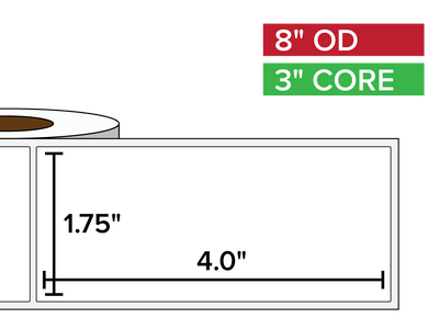 Rectangular Labels, Matte BOPP (poly) | 1.75 x 4 inches | 3 in. core, 8 in. outside diameter-Afinia Label Store