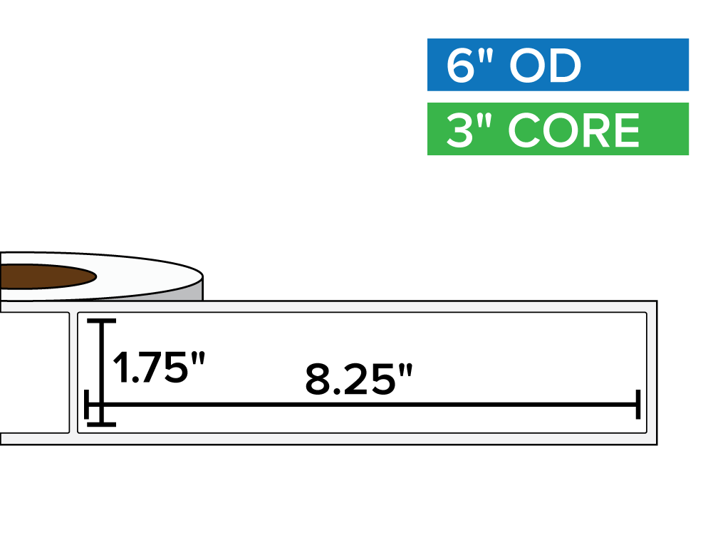 Rectangular Labels, Matte BOPP (poly) | 1.75 x 8.25 inches | 3 in. core, 6 in. outside diameter-Afinia Label Store