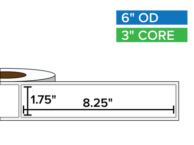 Rectangular Labels, Matte BOPP (poly) | 1.75 x 8.25 inches | 3 in. core, 6 in. outside diameter-Afinia Label Store