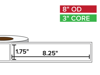 Rectangular Labels, Matte BOPP (poly) | 1.75 x 8.25 inches | 3 in. core, 8 in. outside diameter-Afinia Label Store