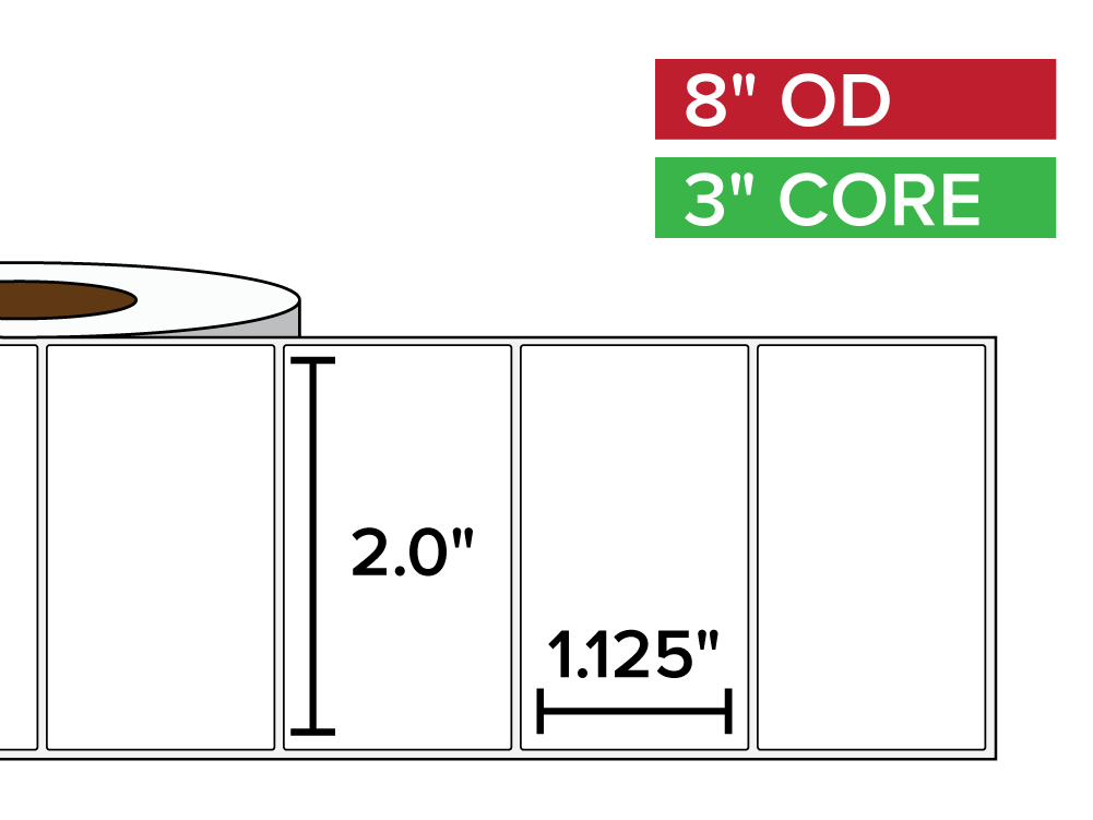 Rectangular Labels, Matte BOPP (poly) | 2 x 1.125 inches | 3 in. core, 8 in. outside diameter-Afinia Label Store