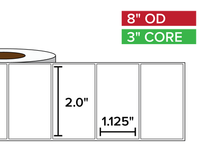 Rectangular Labels, Matte BOPP (poly) | 2 x 1.125 inches | 3 in. core, 8 in. outside diameter-Afinia Label Store