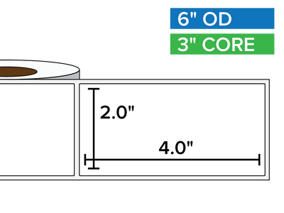 Rectangular Labels, Matte BOPP (poly) | 2 x 4 inches | 3 in. core, 6 in. outside diameter-Afinia Label Store