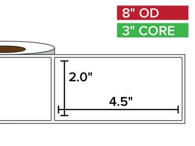 Rectangular Labels, Matte BOPP (poly) | 2 x 4.5 inches | 3 in. core, 8 in. outside diameter-Afinia Label Store