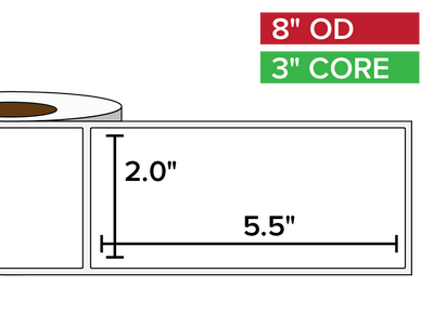 Rectangular Labels, Matte BOPP (poly) | 2 x 5.5 inches | 3 in. core, 8 in. outside diameter-Afinia Label Store