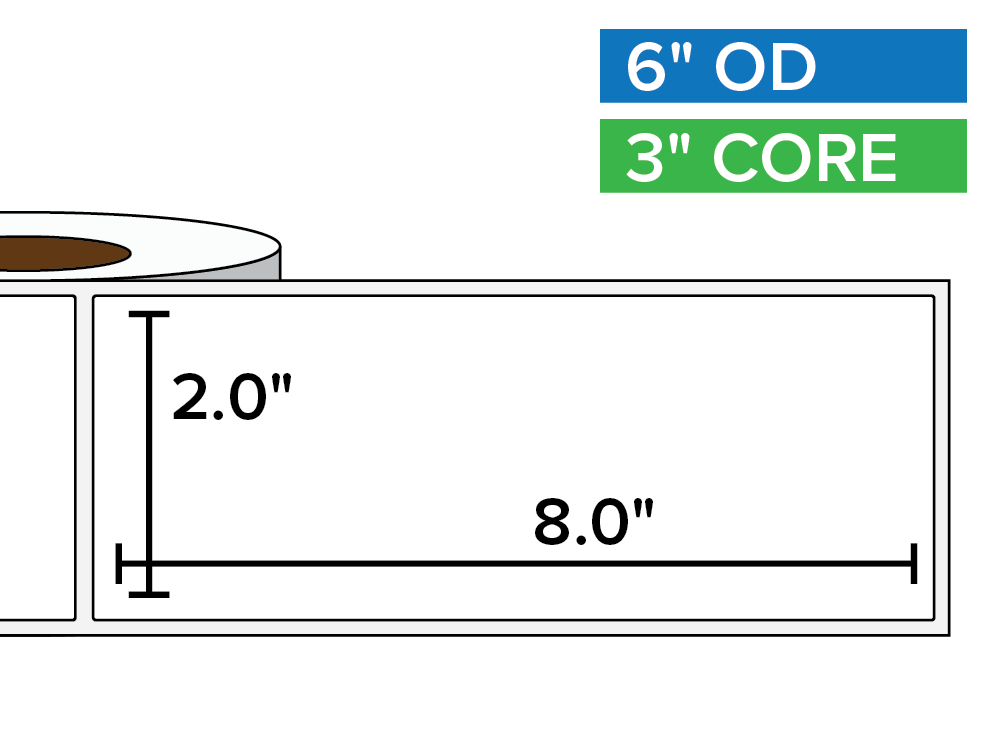 Rectangular Labels, Matte BOPP (poly) | 2 x 8 inches | 3 in. core, 6 in. outside diameter-Afinia Label Store