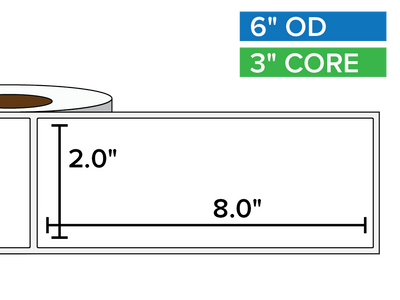 Rectangular Labels, Matte BOPP (poly) | 2 x 8 inches | 3 in. core, 6 in. outside diameter-Afinia Label Store